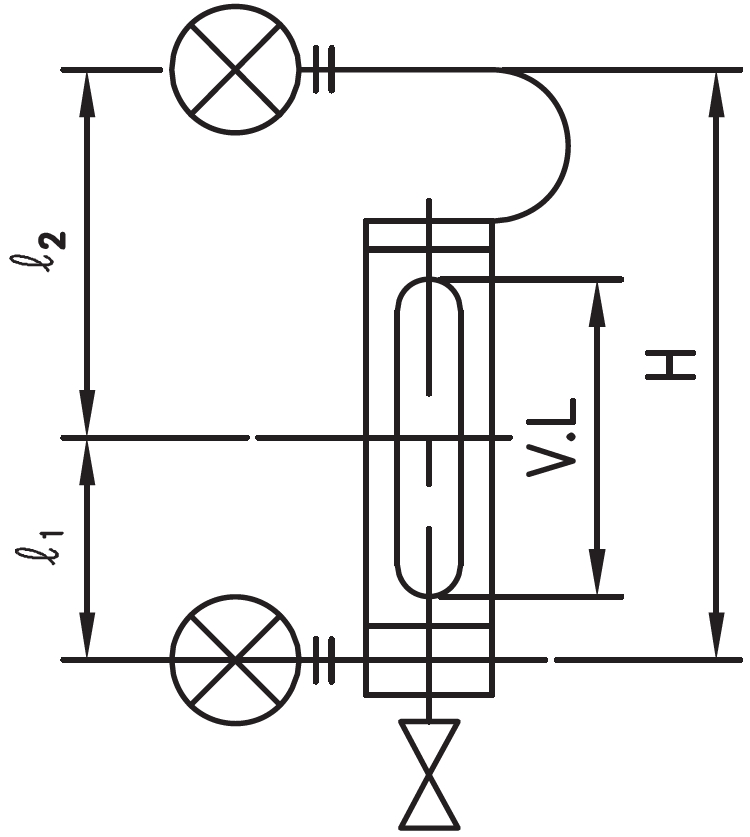 L500 sketch; direction of Gauge Front: Front only; Side of Gauge mounting against boiler drum: Right-Hand